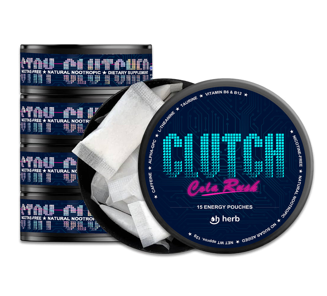 Oh Herb CLUTCH Energy Pouches · Cola Rush Flavor · Nicotine-Free · Zero Sugar · 15 Total Pouches